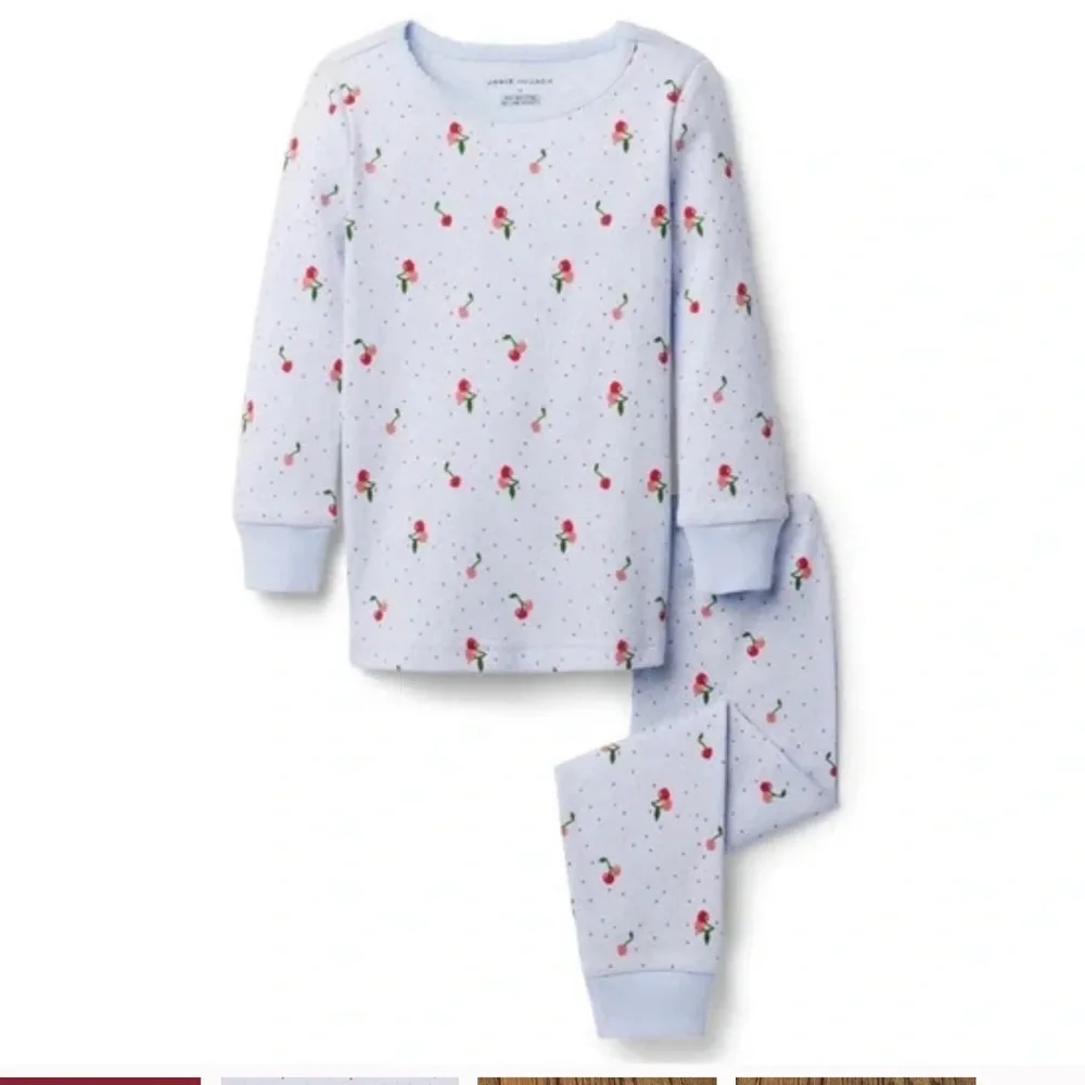 Janie and Jack Cherry Print Pajamas Sz 4 - Picture 1 of 10